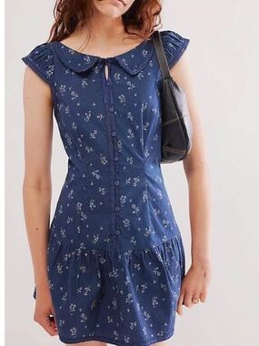 NWOT Free People Beasley Mini Dress in Floral Navy